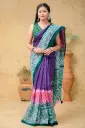 Deep Purple Green Pink Shibori Tie-Dye Sharee