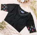 Black Small Flower Embroidery Blouse