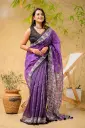 Hriddhi- Purple Body Black Small Flower Mix Cotton Sharee