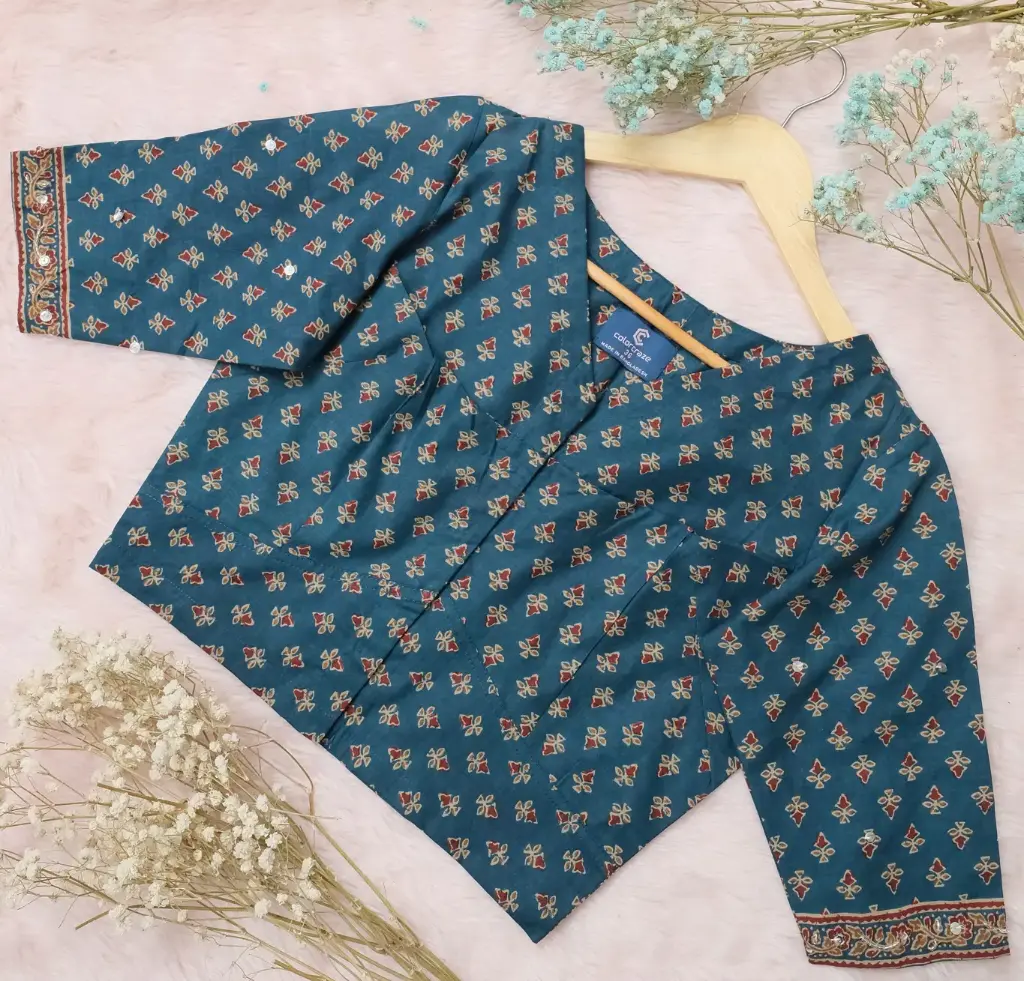 Torrey Blue Jaypuri Cotton Sequins Blouse 