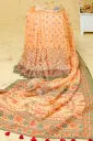 Soft Peach Floral Digital Print Mix Cotton Sharee