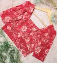 Red Flower Square Shape Neck Jaypuri Cotton Blouse 