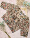Olive Cream Maroon Indigo Floral Kalamkari Blouse 