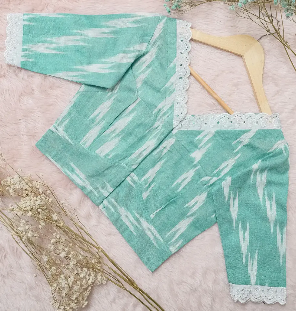Paste White Lace Ikkat Cotton Blouse