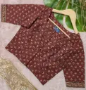 Dark Maroon Round Neck Jaypuri Cotton Blouse 