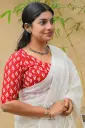 Red White Small Design Screen Print Cotton Blouse