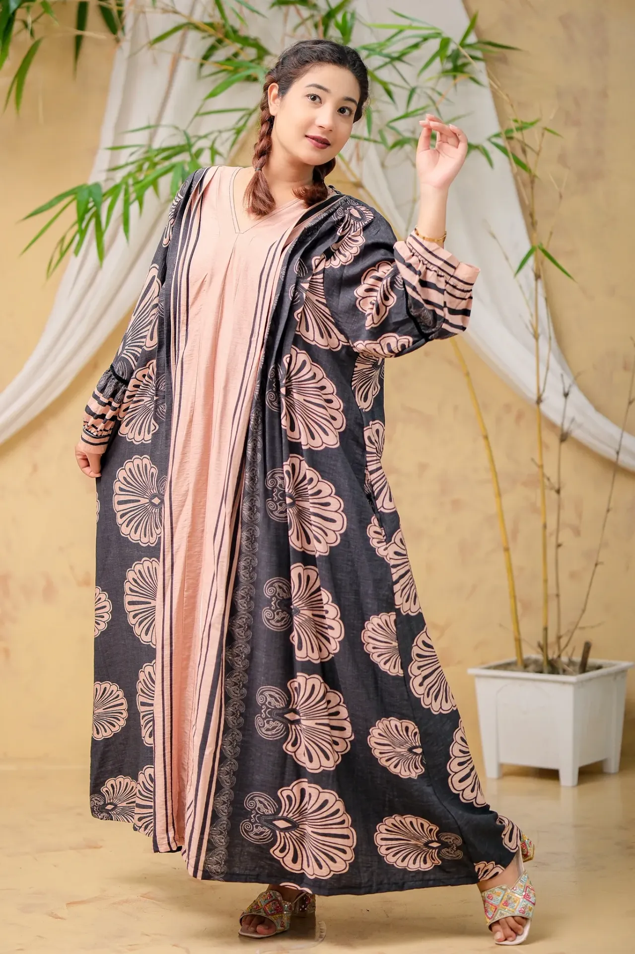 Black Mauve Print Long Tunic