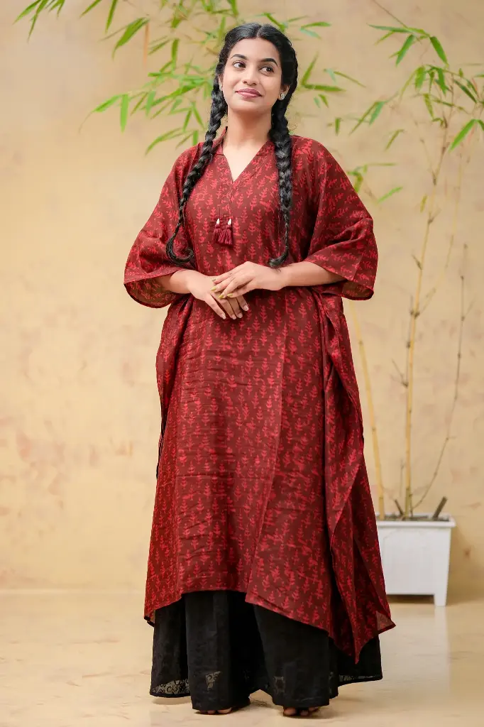 [1306] Maroon Natural Dye Kaftan (36)