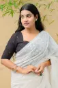 Black Princess Cut Neck Hand loom South Cotton Blouse 