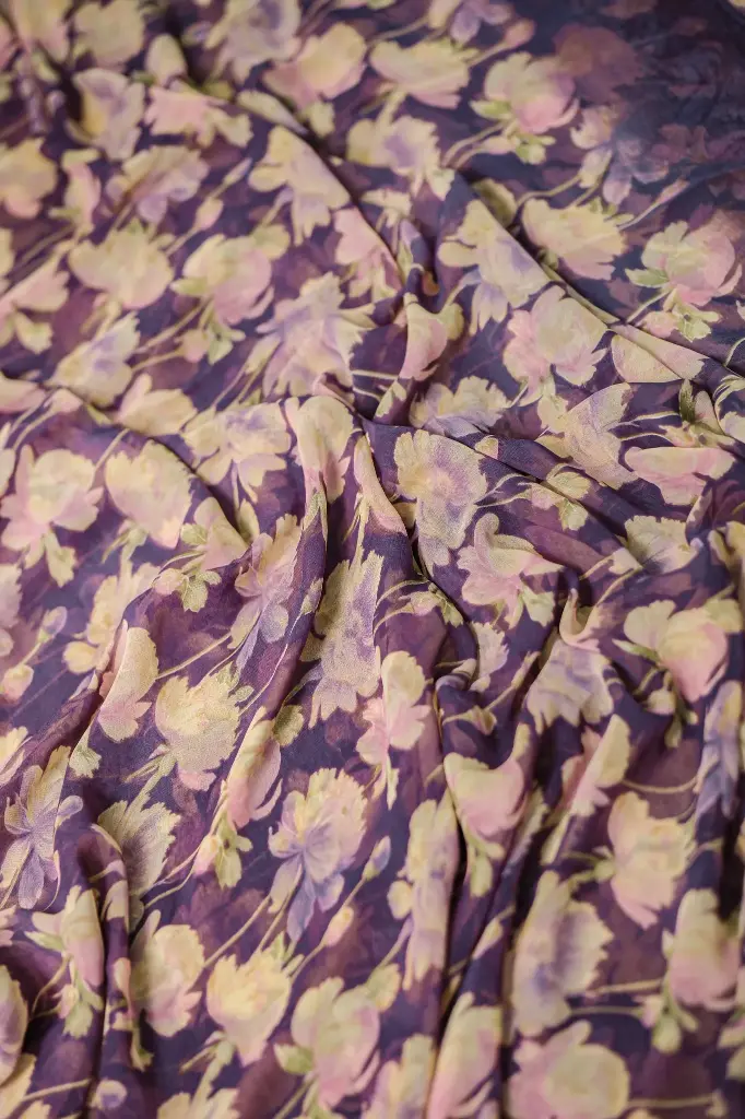 Light Purple Floral Print Georgette Sharee