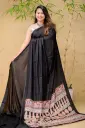 Black Azrakh Silk Sharee