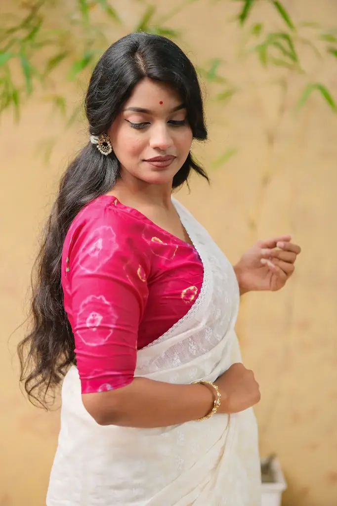 Magenta Yellow Indigo Neck Natural Dye Blouse