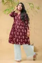 Rich Maroon White Orange Floral Frock