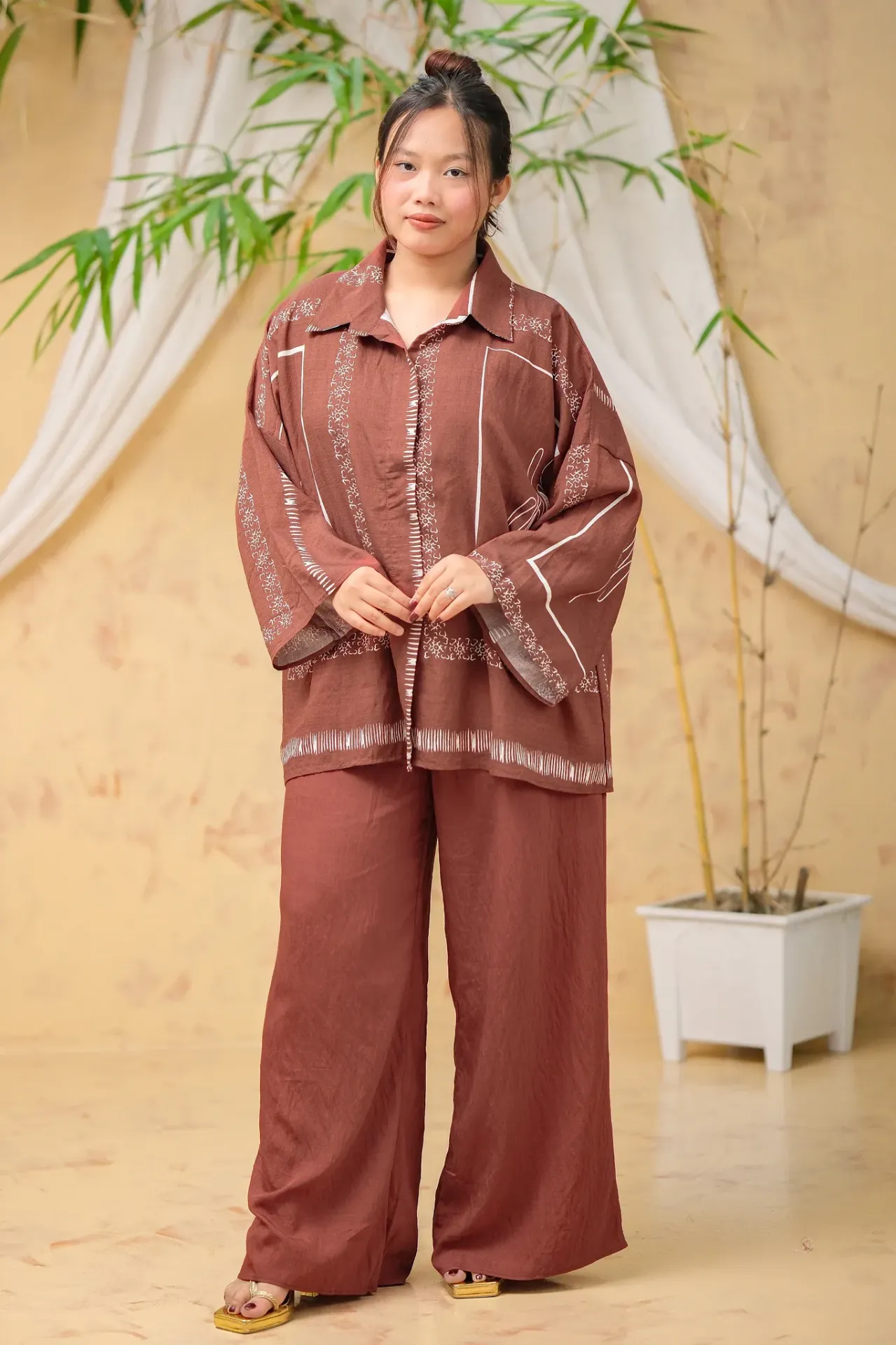 Terracotta White Print Co-Ords