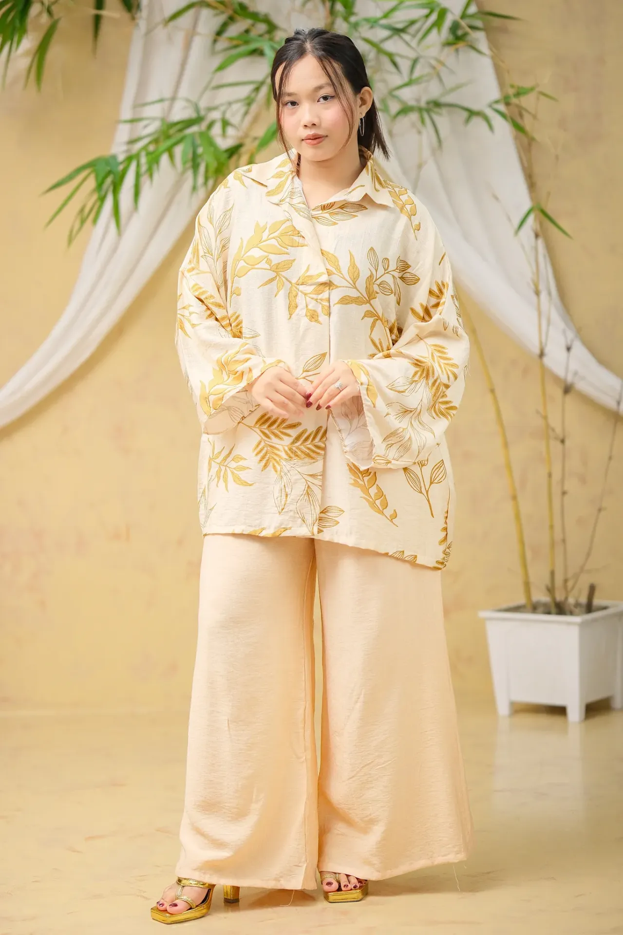 Off-White Mustard Yellow Floral Co-Ords