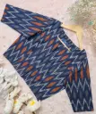 Navy Blue Rust Orange Ikkat Cotton Blouse
