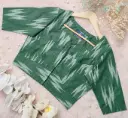Forest Green Off-White Ikkat Cotton Blouse