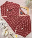 Deep Maroon Cream Floral Jaypuri Cotton Blouse 