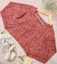 Brick Red Geometric Design Jaypuri Cotton Blouse