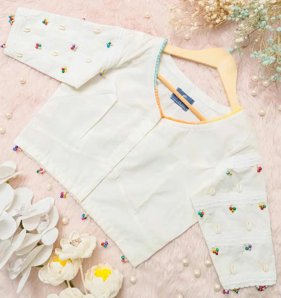 Cream White Dollar Work Lace Blouse