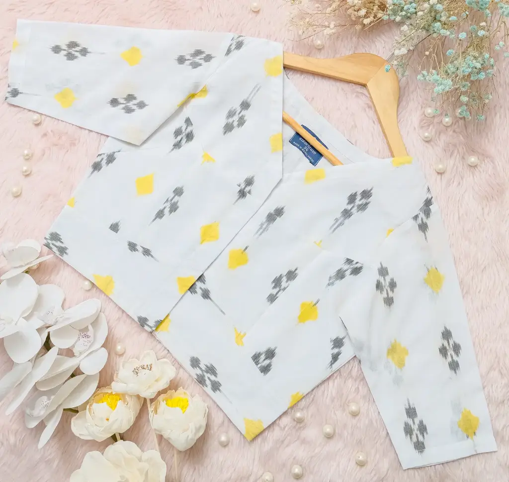 [0222] White Black Ikkat Cotton Blouse (34)