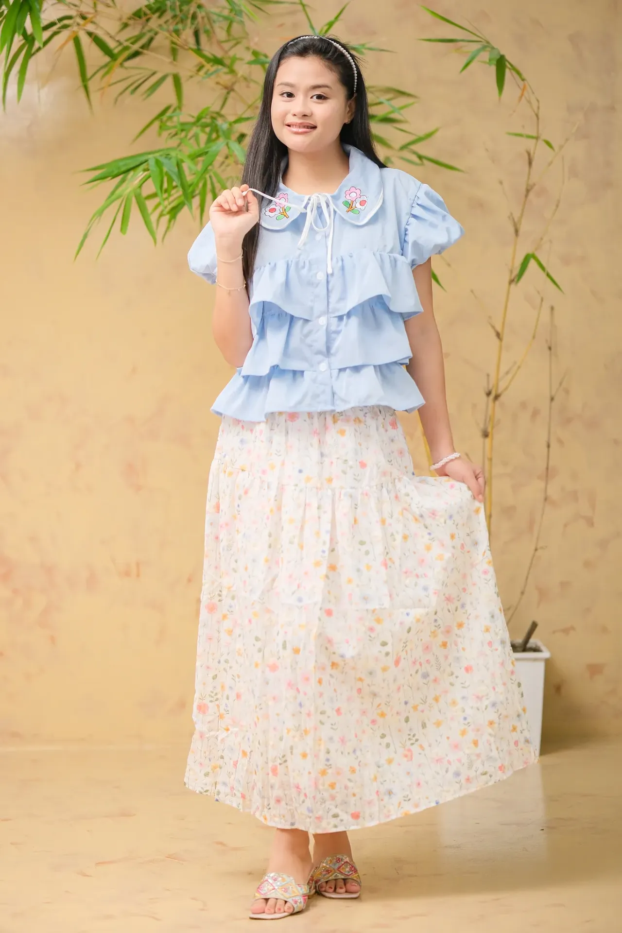 White Small Flower Imported Skirts