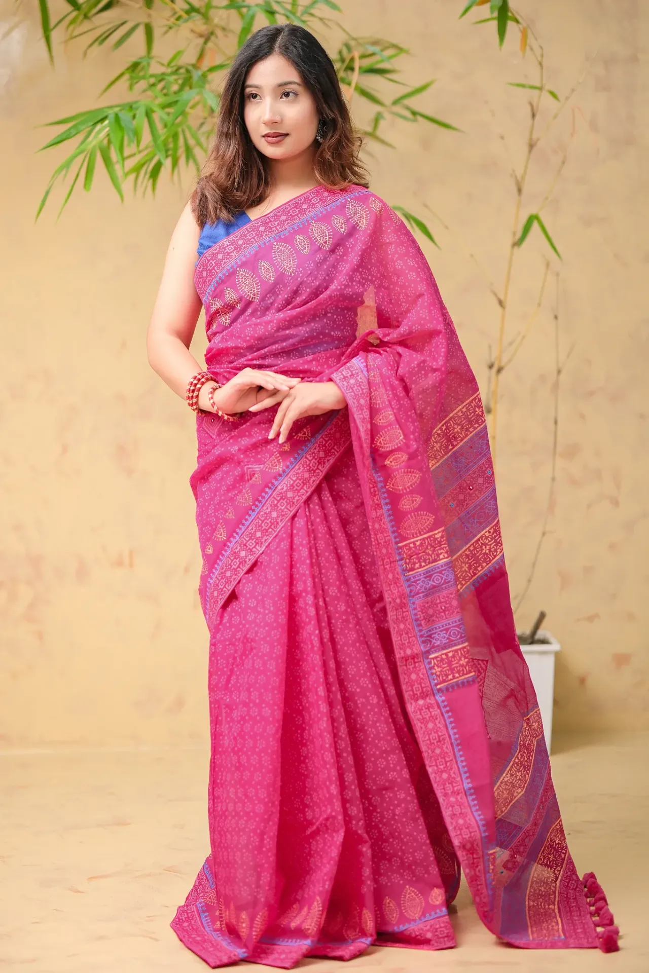 Magenta Hand Work Sharee