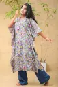 Slate Grey Multicolor Floral Kaftan