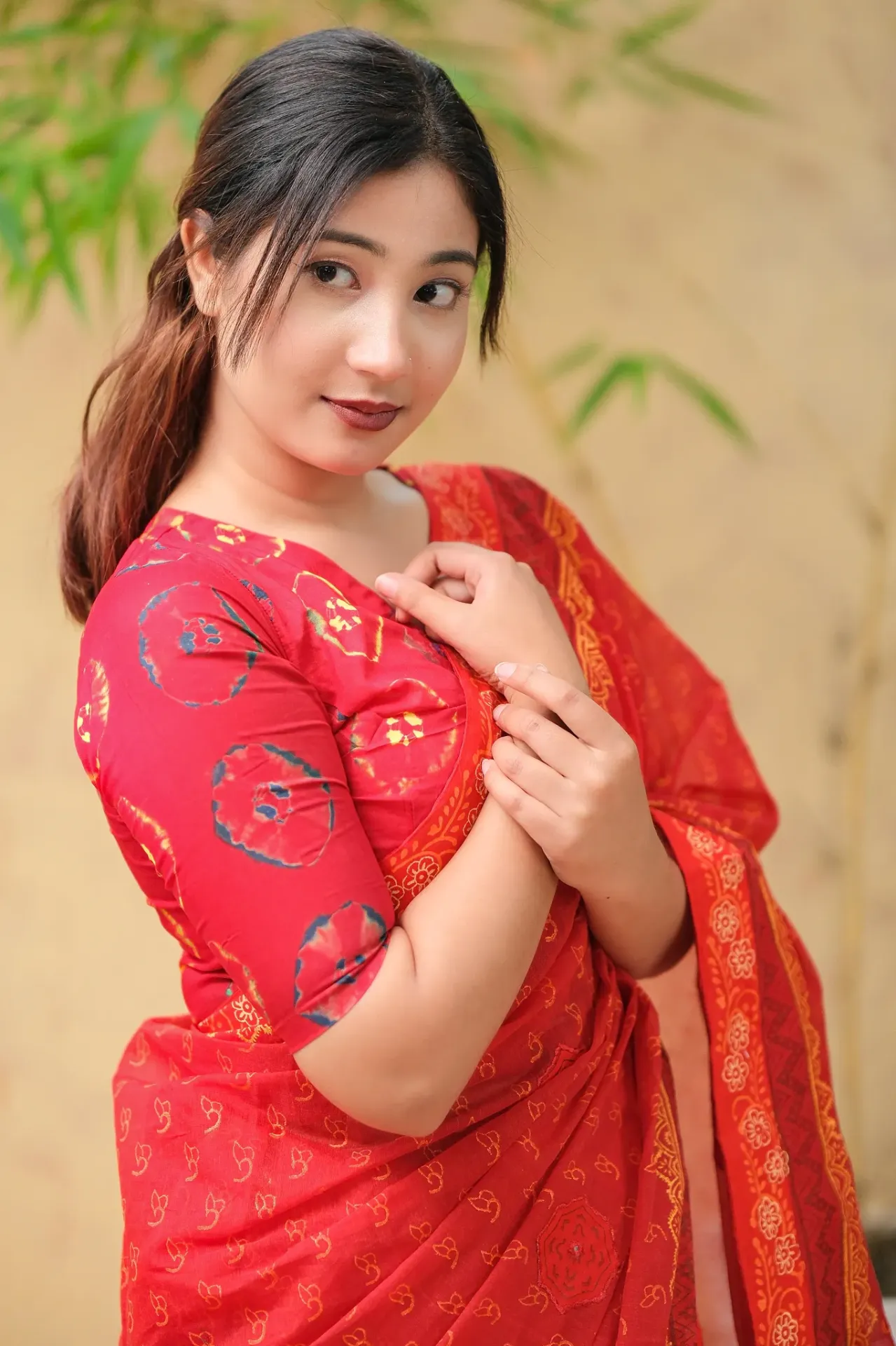 [0218] Crimson Red Natural Dye Blouse (34)