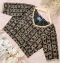 Black Butterfly Motif Screen Print Cotton Blouse
