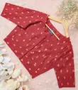 Maroon Golden Small Design Screen Print Cotton Blouse