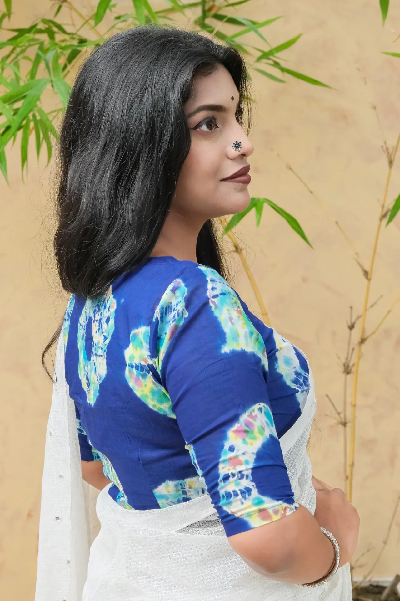 [0218] Navy Blue Yellow Tie Dye Blouse (34)