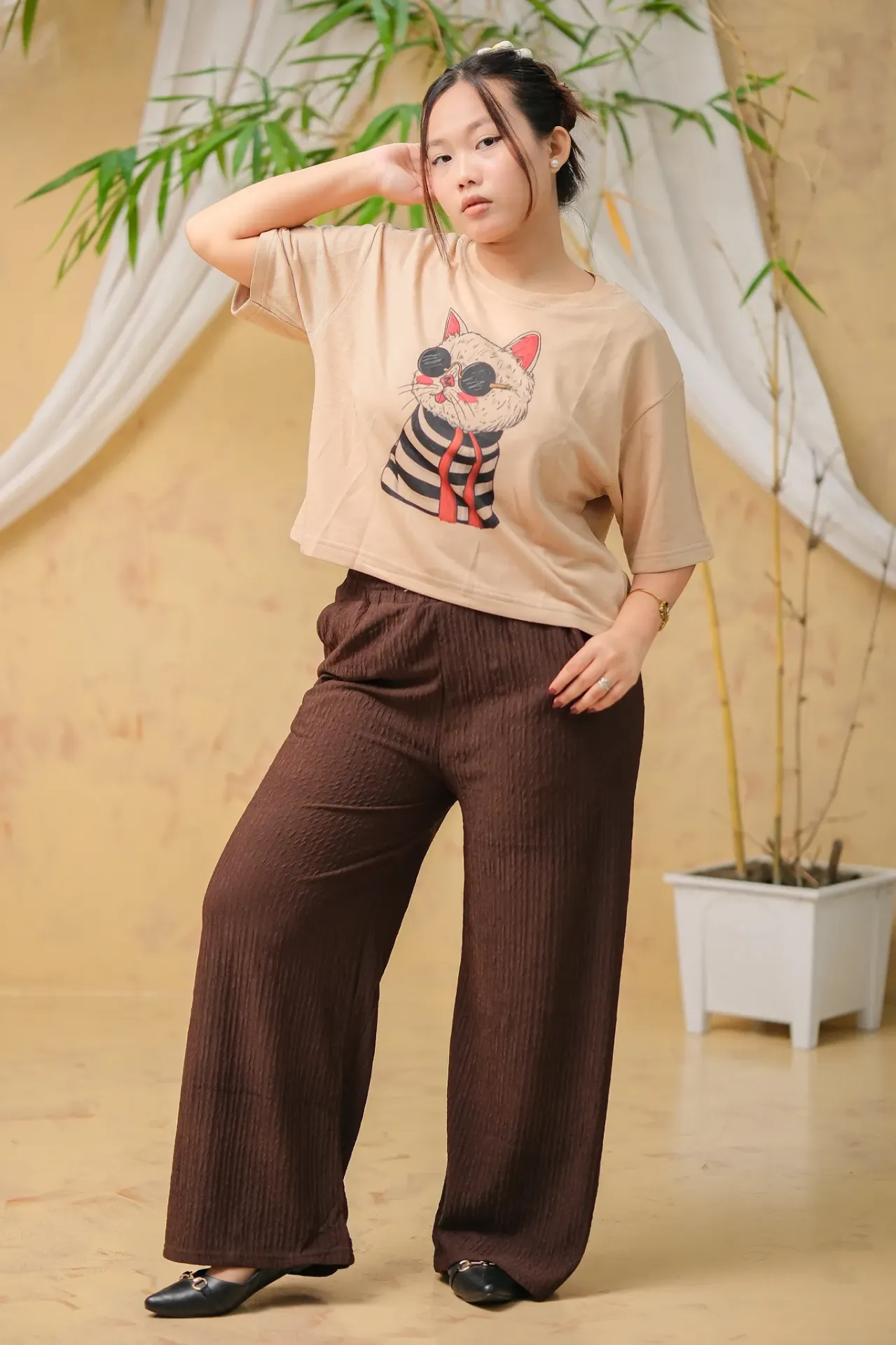 Light Tan Personified Cat T-Shirt