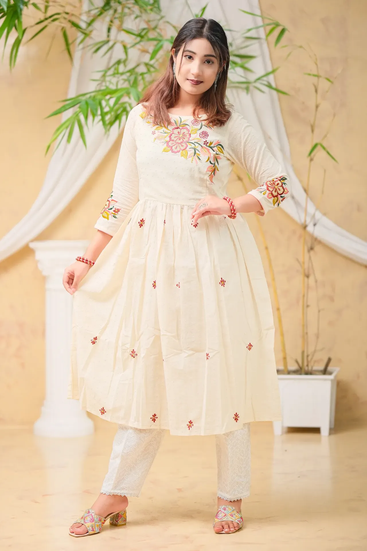 Off-White Embroidery Frock