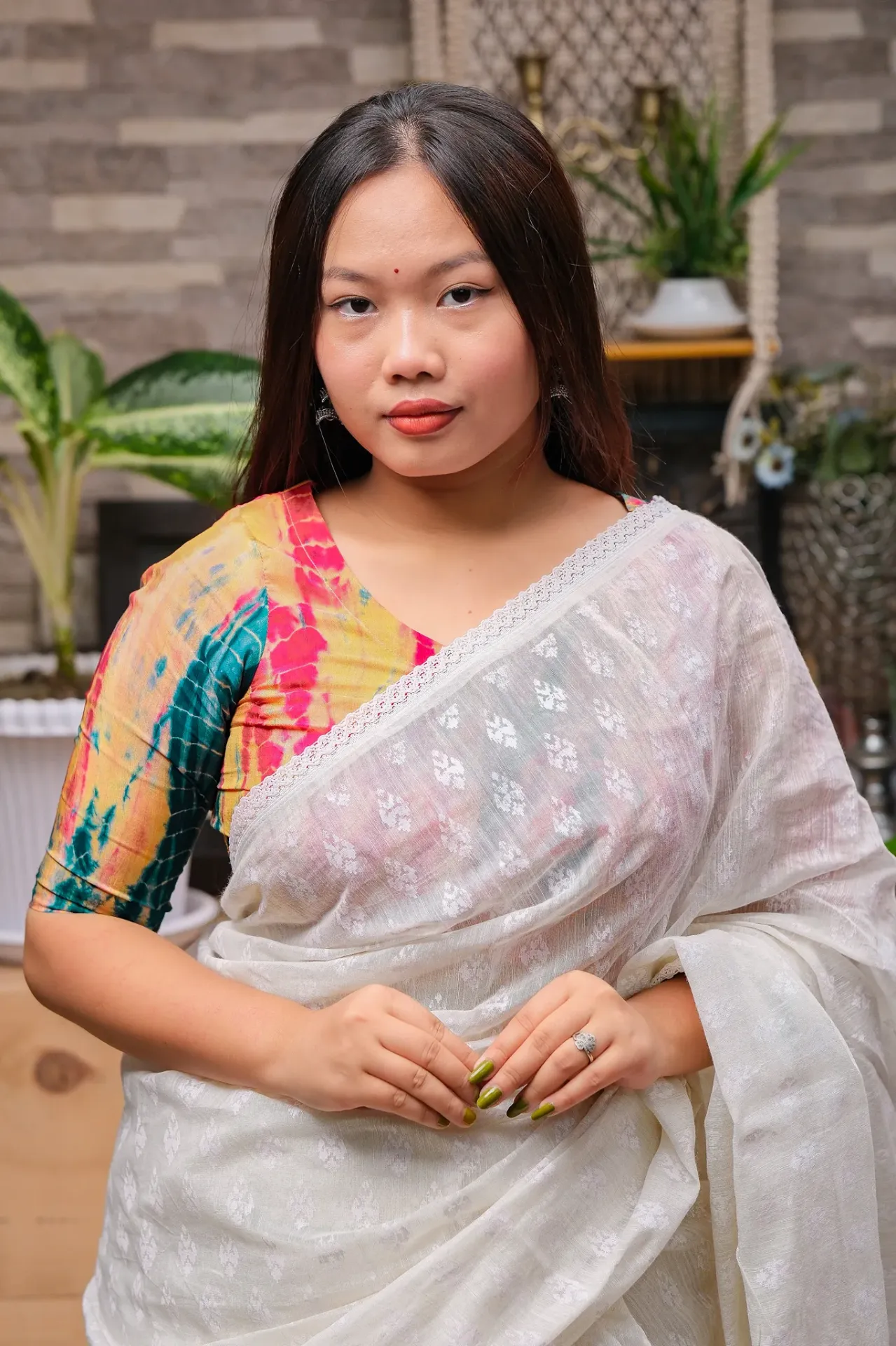 [0218] Yellow Magenta Green Natural Dye Blouse (34)