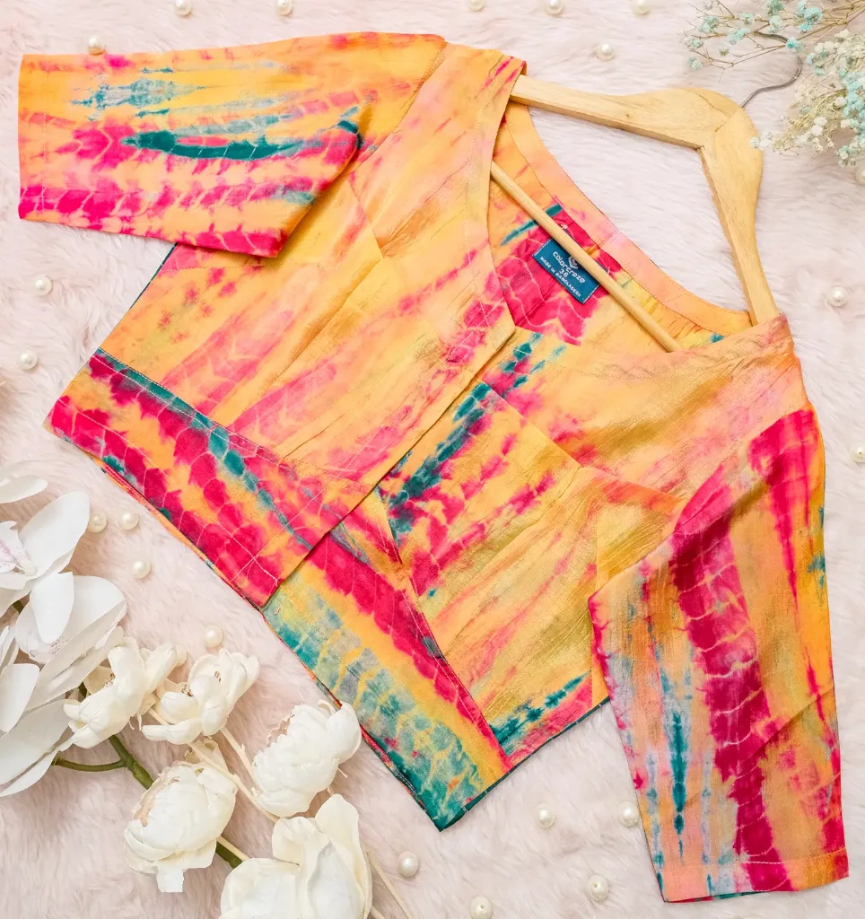 Yellow Magenta Green Natural Dye Blouse