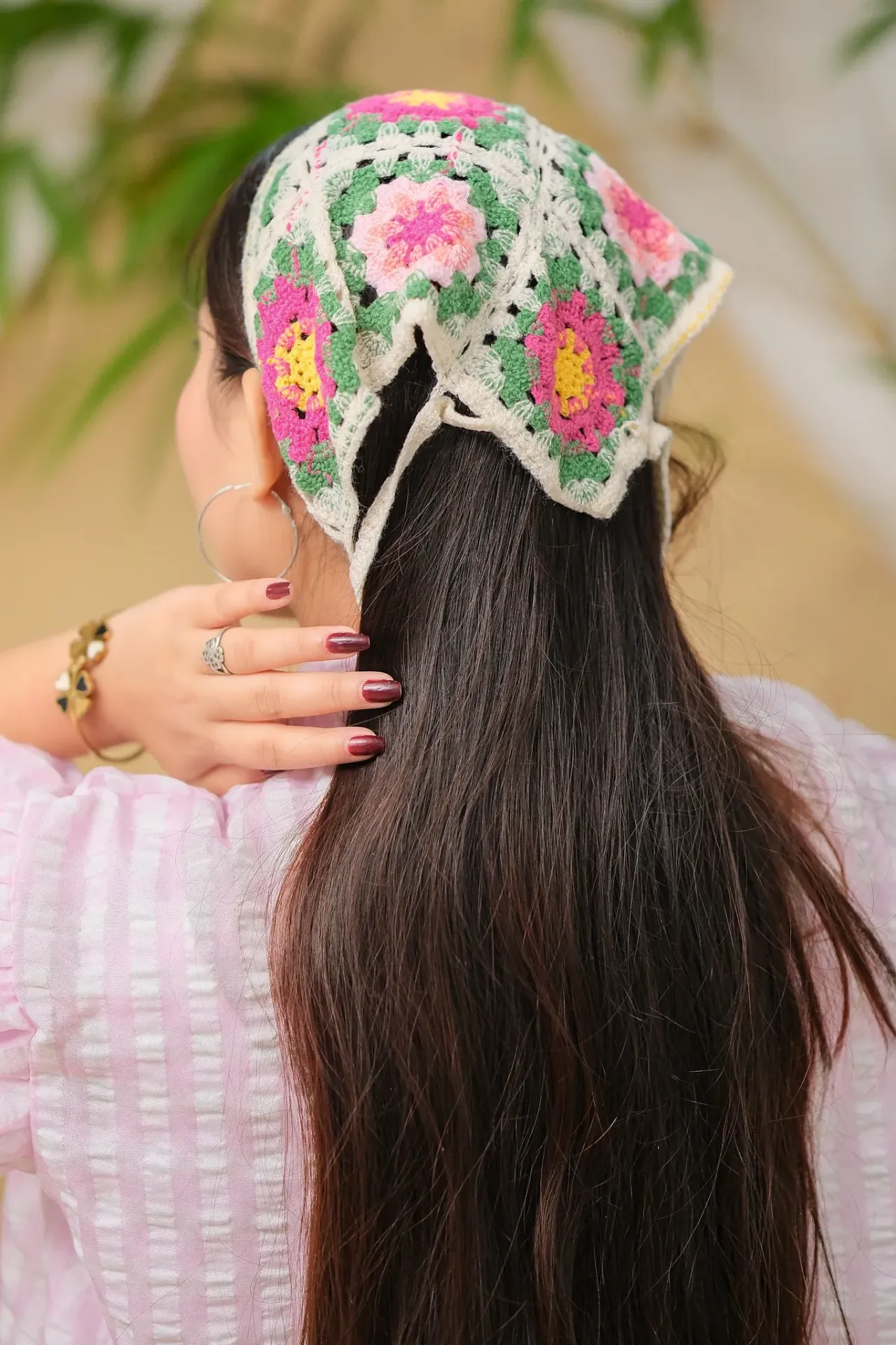 Off-White Magenta Pink Hair Bandanna
