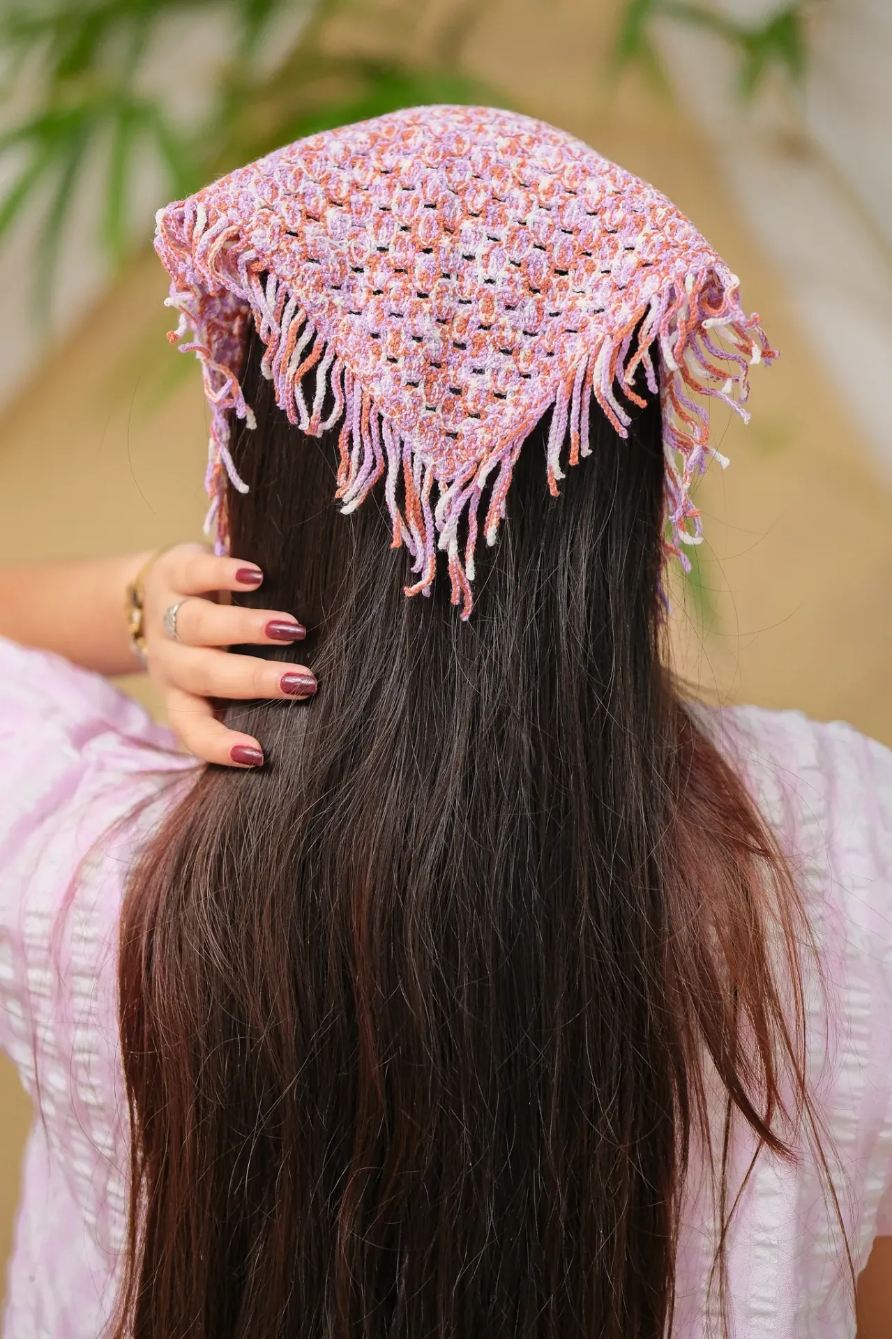 White Pink Hair Bandanna