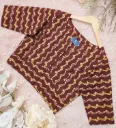 Reddish Brown Zigzag Stripes Jaypuri Cotton Blouse