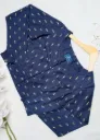 Navy Blue Full Sleeves Screen Print Cotton Blouse