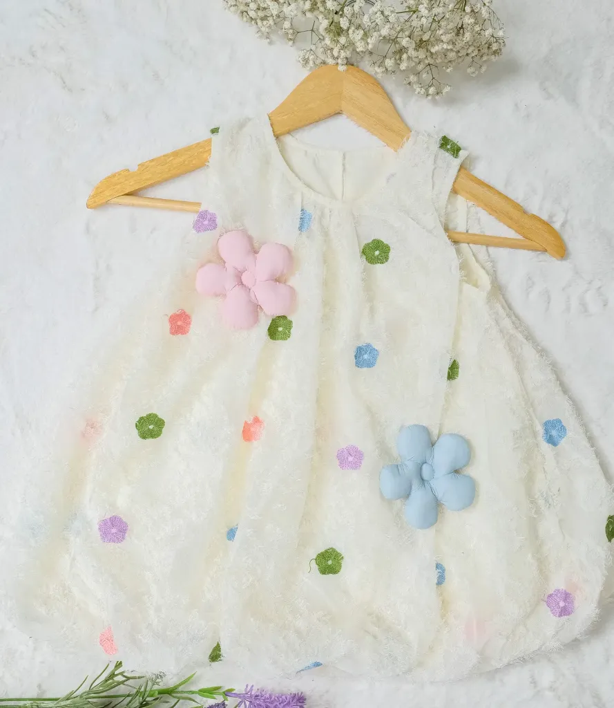[AG] Off-White Polka Dot Imported Frock