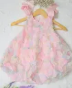 Rainbow 3D Floral Effect Imported Frock