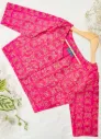 Magenta Golden Butterfly Screen Print Cotton Blouse