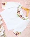 White Floral Embroidery Blouse