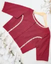 Deep Maroon Beige Lace Hand Loom South Cotton Blouse