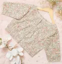Off-White Orange Ash Print Round Neck Screen Print Cotton Blouse