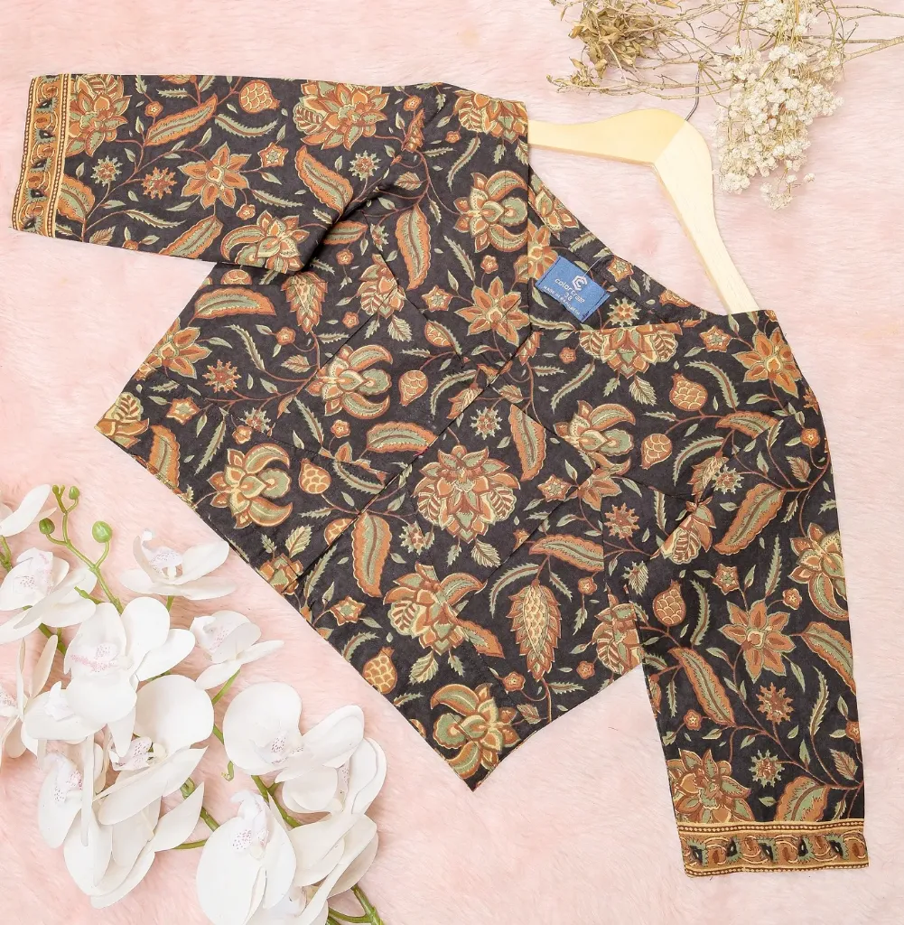 [0216] Black Warm Floral Design Jaypuri Cotton Blouse (34)