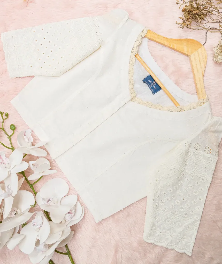 [0209] Off White Chikankari Blouse (34)