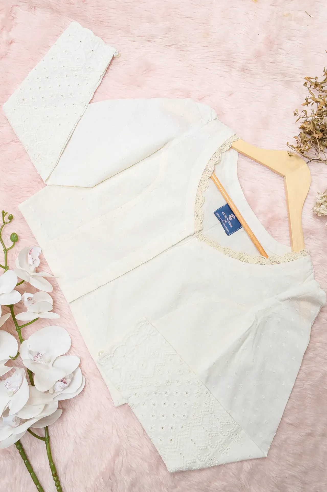 [0209] Off White Full Sleeve Chikankari Blouse (34)