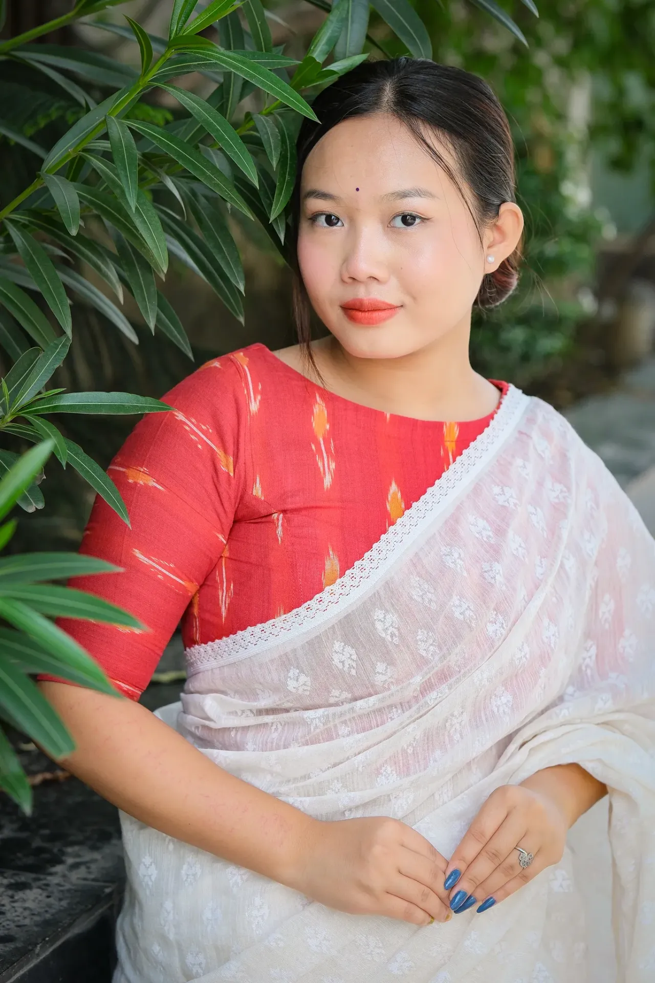 Red Mustard Yellow Ikkat Cotton Blouse